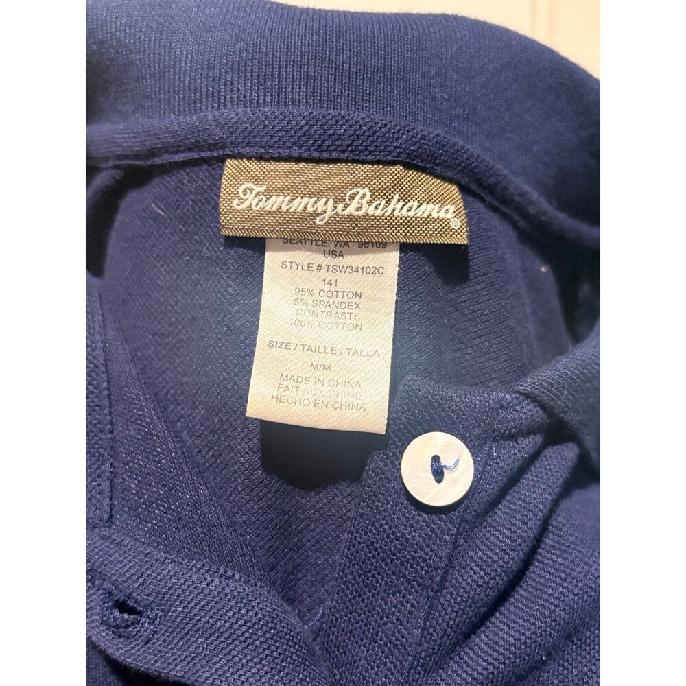 Tommy Bahama Side Shirred Collared Polo Dress Size Medium Navy Blue Short Sleeve - Picture 6 of 7